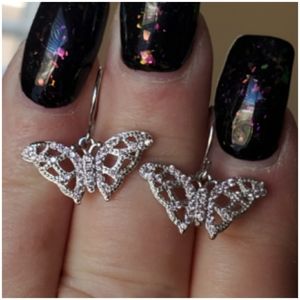 Genuine Pink Sapphire Butterfly Hook Earrings .75"